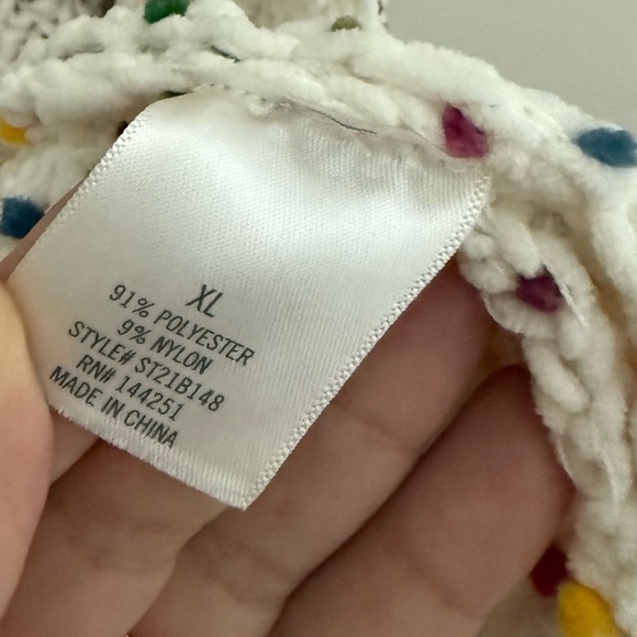 Francesca’s Mi Ami Colorful White Chenille Katie Confetti Long Cardigan - Picture 8 of 11